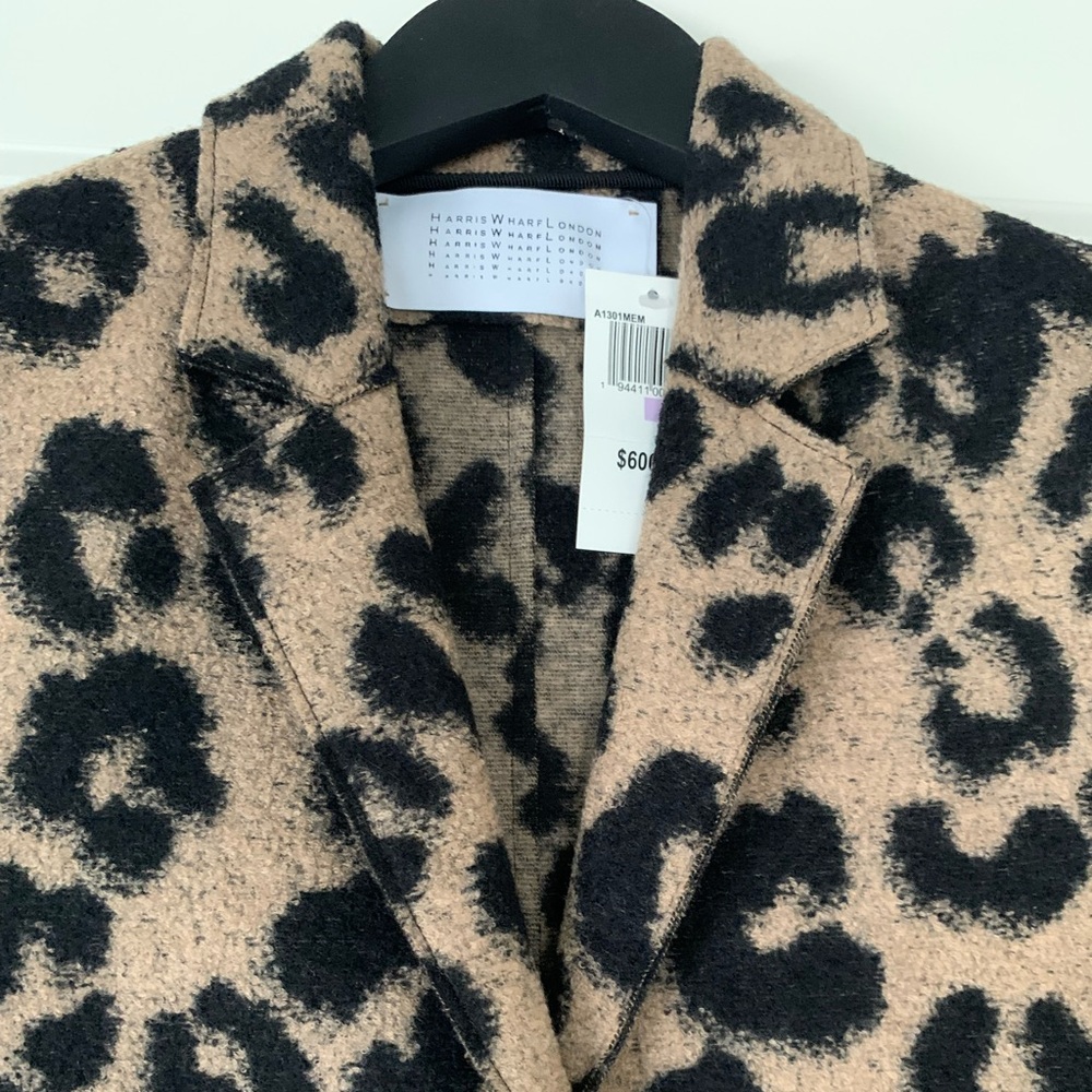 HARRIS WHARF LONDON Leopard Print Jacket Designer Fall Wool Coat NEW IT 38 - Picture 9 of 16